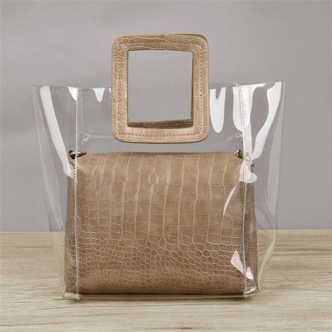 Brand New Design Transparent Two-Piece Detachable Ladies Beach Bag Handbag High Capacity 