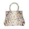 Custom Women Authentic Python Snake Skin Leather Vintage Handbag With Flower Print 