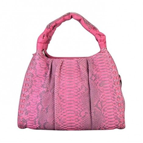 Women Pink Python Skin Shoulder Handbag 