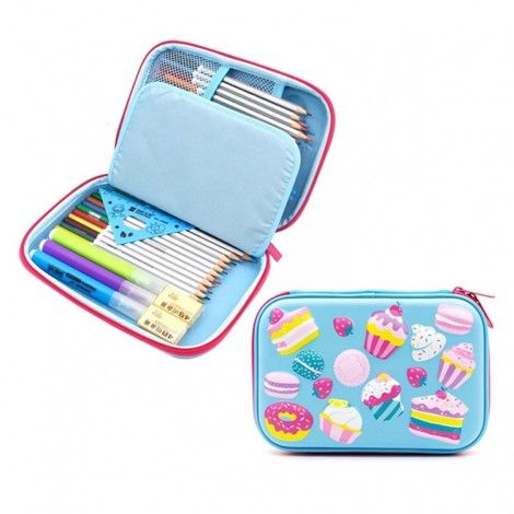 Printing 3D Touch Cute Cake Pattern Soft Leather Touch Hard Case Pencil Case Zipper Pencil Case for Children