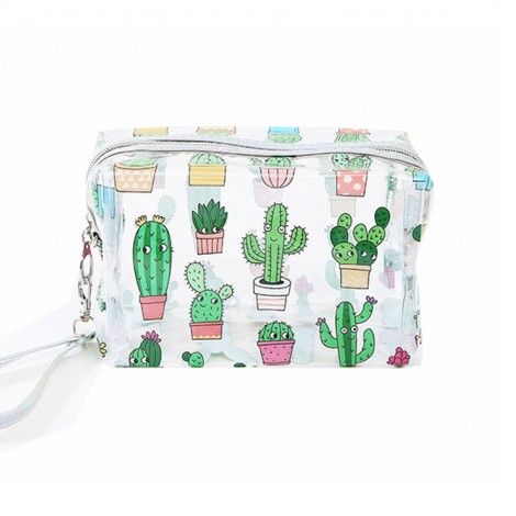 Simple Style Pvc Bag Cosmetic Bag With Zipper Cartoon Pattern Travel 