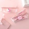 2346 girl's heart three dimensional cartoon transparent pencil bag simple girl student's pencil bag PVC large capacity pencil bag