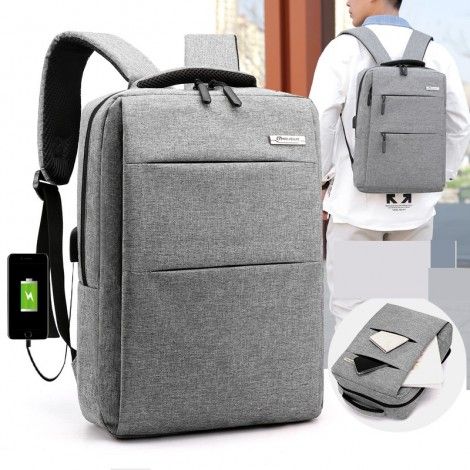 2019 new fashion business men's backpack computer backpack student bag USB charging backpack can be customized