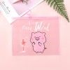 South Korea Stationery small fresh transparent frosted pink pig ring storage bag document bag student stationery bag pen bag