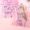 South Korea Stationery small fresh transparent frosted pink pig ring storage bag document bag student stationery bag pen bag