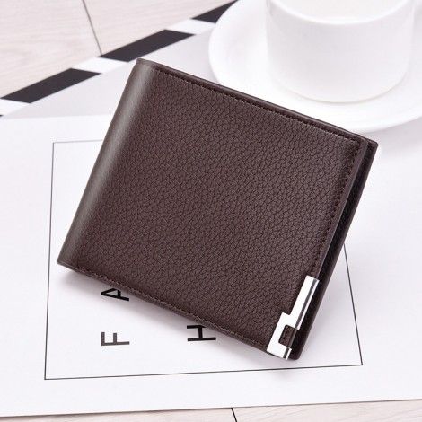 Wallet Men Men's short wallet iron edge Korean youth men's horizontal wallet trend card bag USD bag