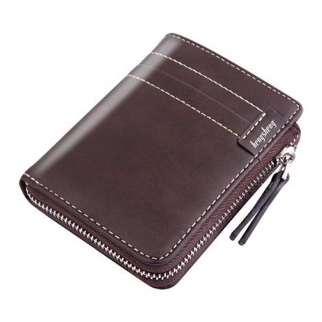 New men's wallet short wallet retro zipper dollar clip men's oil wax leather driver's license