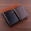 New men's wallet short wallet retro zipper dollar clip men's oil wax leather driver's license