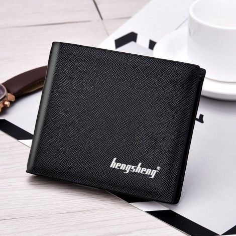 New men's short wallet wholesale Korean cross pattern ultra thin multi Card Wallet Soft Leather Multi card bag