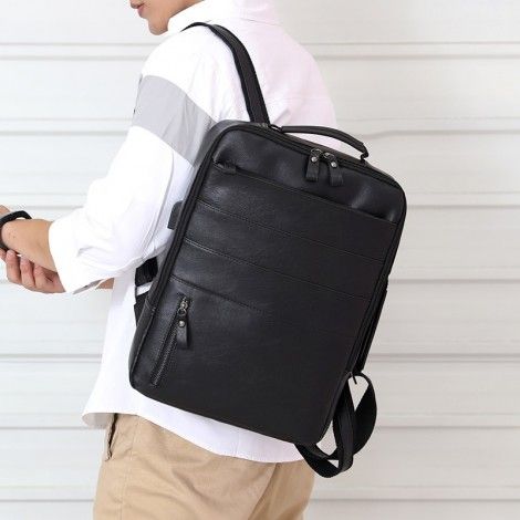 Korean double shoulder bag men's PU fashion travel bag leisure men's bag fashion trend computer backpack custom export