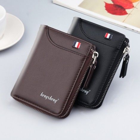 Men's wallet wallet multi-function retro short wallet men's fashion zipper loose leaf dollar clip a hair substitute
