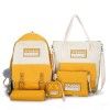  new schoolbag female junior high school students Korean double shoulder bag student campus backpack color contrast five piece set bag