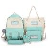  new schoolbag female junior high school students Korean double shoulder bag student campus backpack color contrast five piece set bag