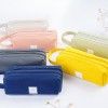 2538 creative, simple, fresh and large capacity pen bag, double-layer canvas, multi-functional solid color pencil case, student stationery bag