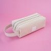 2538 creative, simple, fresh and large capacity pen bag, double-layer canvas, multi-functional solid color pencil case, student stationery bag