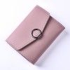 Women's purse short fashion candy color soft leather wallet ring zipper buckle multi-function three fold zero wallet