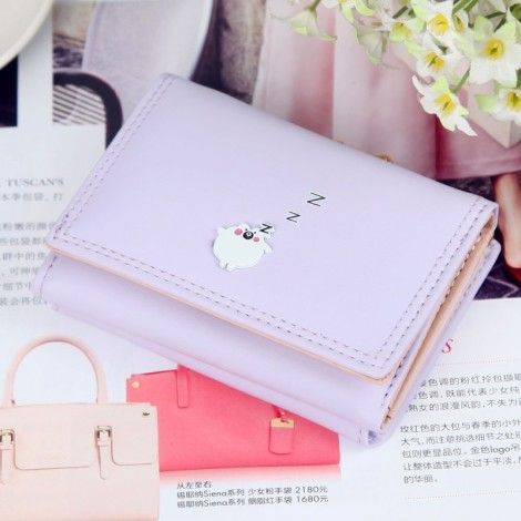 Hengsheng women's wallet wallet short wallet small frosted women's three fold Wallet women's candy Leather Wallet