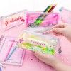 New laser quicksand reflective girl heart pencil bag small fresh student stationery bag lovely large capacity pencil bag