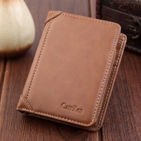 Men's wallet short retro frosted card bag wallet dollar clip men's multi-functional zipper bag factory direct sales