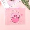 South Korea Stationery small fresh transparent frosted pink pig ring storage bag document bag student stationery bag pen bag