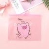 South Korea Stationery small fresh transparent frosted pink pig ring storage bag document bag student stationery bag pen bag