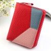 New short wallet women's Patchwork Leather Wallet lychee pattern short wallet multi-functional zipper bag
