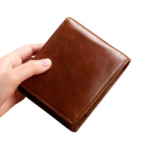 Amazon popular RFID men's short wallet ultra thin Student Wallet Leather youth men's bag horizontal zero wallet