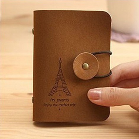 Vintage Paris tower velvet leather 24 bit lovely card holder business card holder bank card holder credit card bag anti degaussing card bag 