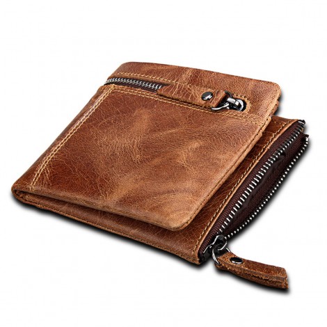 Wallet short men's wallet Amazon hot selling new crazy horse leather anti-theft brush RFID Genuine Leather Men's wallet