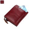 Crazy Horse Leather Men's wallet RFID anti-theft brush leather short men's ticket wallet wallet double zipper zero wallet 