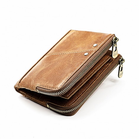 Factory wholesale men's new leather wallet RFID anti-theft money brush collet layer cowhide business leisure Wallet