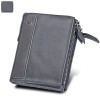 Crazy Horse Leather Men's wallet RFID anti-theft brush leather short men's ticket wallet wallet double zipper zero wallet 