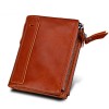 Crazy Horse Leather Men's wallet RFID anti-theft brush leather short men's ticket wallet wallet double zipper zero wallet 