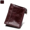 Crazy Horse Leather Men's wallet RFID anti-theft brush leather short men's ticket wallet wallet double zipper zero wallet 