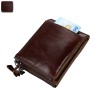 Crazy Horse Leather Men's wallet RFID anti-theft brush leather short men's ticket wallet wallet double zipper zero wallet 