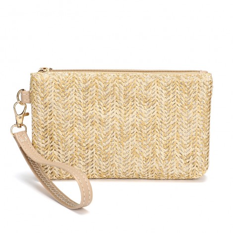 Amazon's popular straw zero wallet women's medium and long simple handbag foreign trade portable mobile phone bag women's bag 