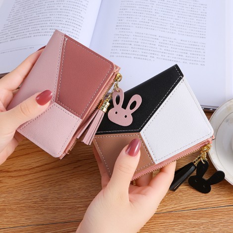 Factory wholesale 2021 new wallet short women's Zipper Wallet Korean tassel simple and versatile zero wallet 