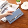 Wallet women's long simple soft leather buckle 30% off multi card slot large capacity women's wallet wholesale one for distribution 