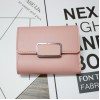 New short fashion simple square decoration fashion litchi pattern women's solid color three fold Student Wallet manufacturer direct sales 