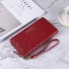 Korean New Wallet women's long zipper solid color simple multi card position Lingge card bag women's large capacity hand bag 