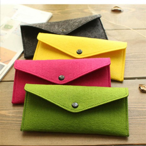Manufacturer's felt bag can be added with logo felt mobile phone case solid color fashion envelope mobile phone bag zero wallet storage bag 