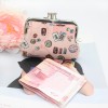 Cartoon cute women's zero wallet fabric printing short wallet creative bank card bag wholesale 