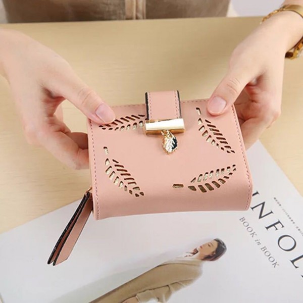 Women's short wallet leaf...