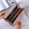 Korean New Wallet women's long zipper solid color simple multi card position Lingge card bag women's large capacity hand bag 