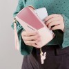 New women's handbag wallet women's long Korean color contrast splicing zipper tassel large capacity wallet mobile phone bag 