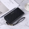 Korean New Wallet women's long zipper solid color simple multi card position Lingge card bag women's large capacity hand bag 