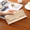 Wallet women's long simple soft leather buckle 30% off multi card slot large capacity women's wallet wholesale one for distribution 