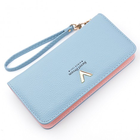 2021 new wallet women's handbag long zipper wallet Korean fashion lychee pattern large capacity mobile phone bag 