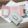 New short fashion simple square decoration fashion litchi pattern women's solid color three fold Student Wallet manufacturer direct sales 