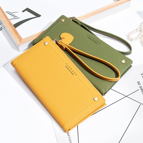 New women's Long Wallet large capacity Korean fashion solid color handbag multifunctional women's wrist bag wholesale 